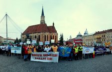 Sindicaliştii BNS au protestat la Cluj împotriva transferului de contribuţii sociale la angajat
