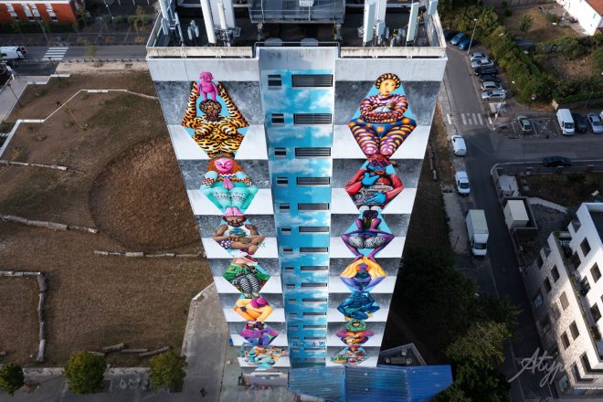 Galerie FOTO Street art din Cluj pe un bloc de 15 etaje din orașul